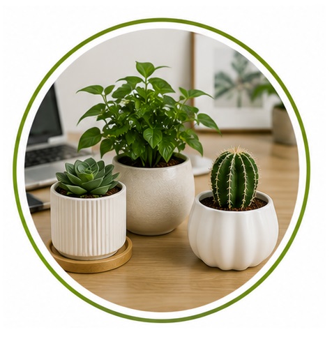 Chậu Để Bàn Nhỏ Gọn Cho Cây Mini Và Cây Văn Phòng